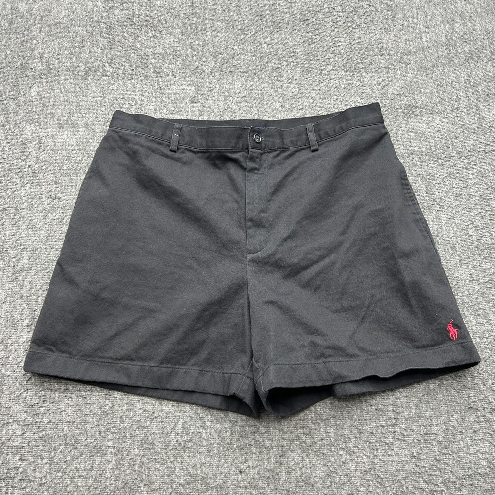 Vintage Womens Ralph Lauren Sport Black Denim Cotton Shorts 14 Faded Mom Preppy